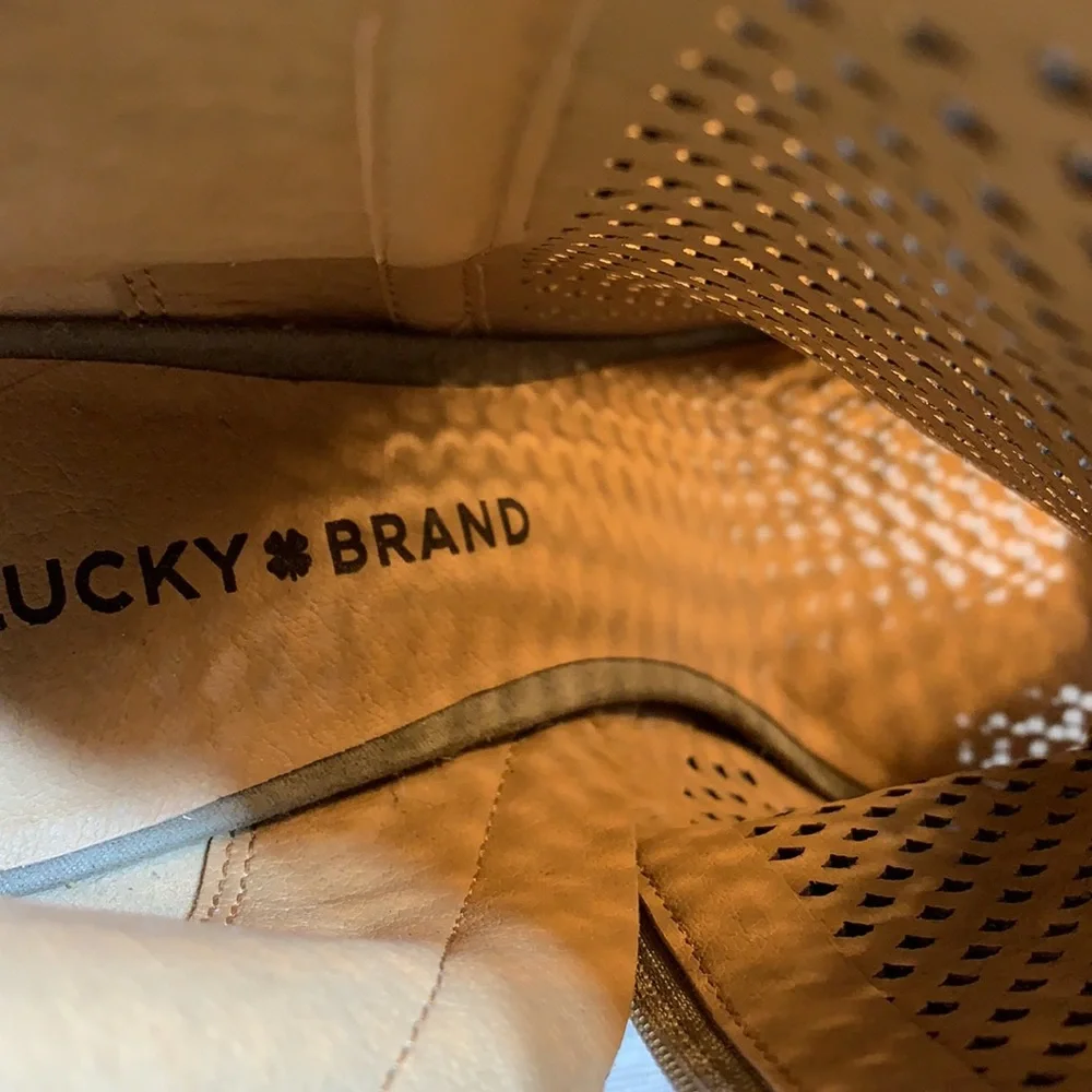 NWT Lucky Brand leather peep toe ankle booties